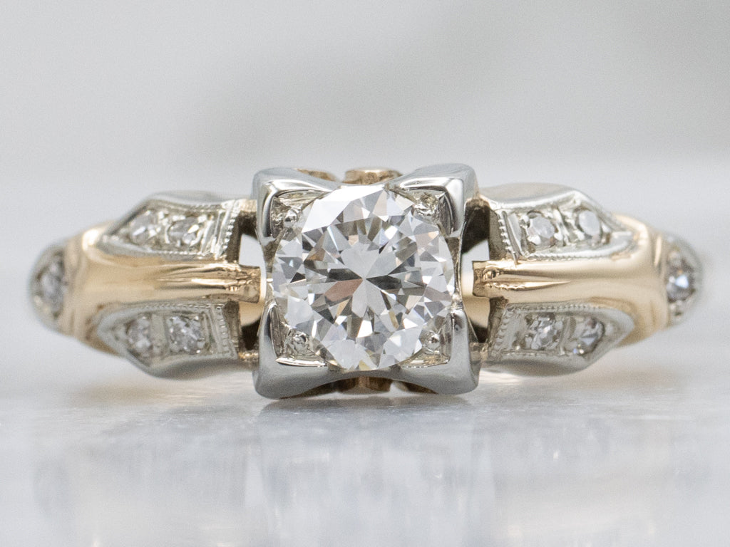 Retro 1940s European Cut Diamond Engagement Ring