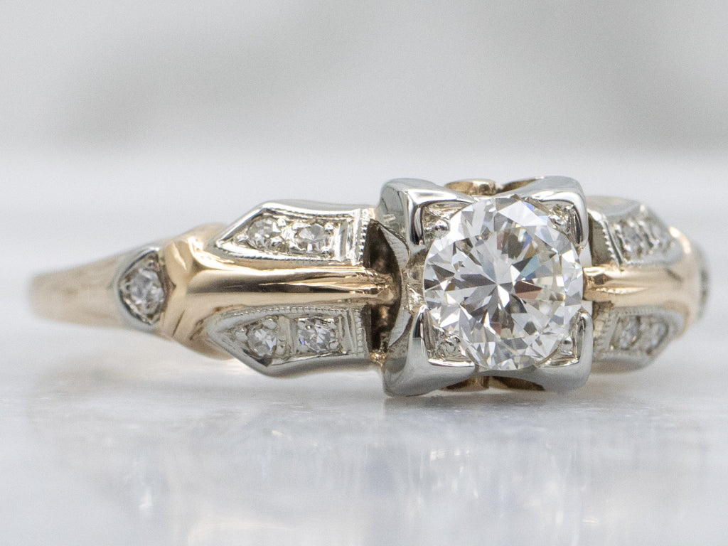 Retro 1940s European Cut Diamond Engagement Ring