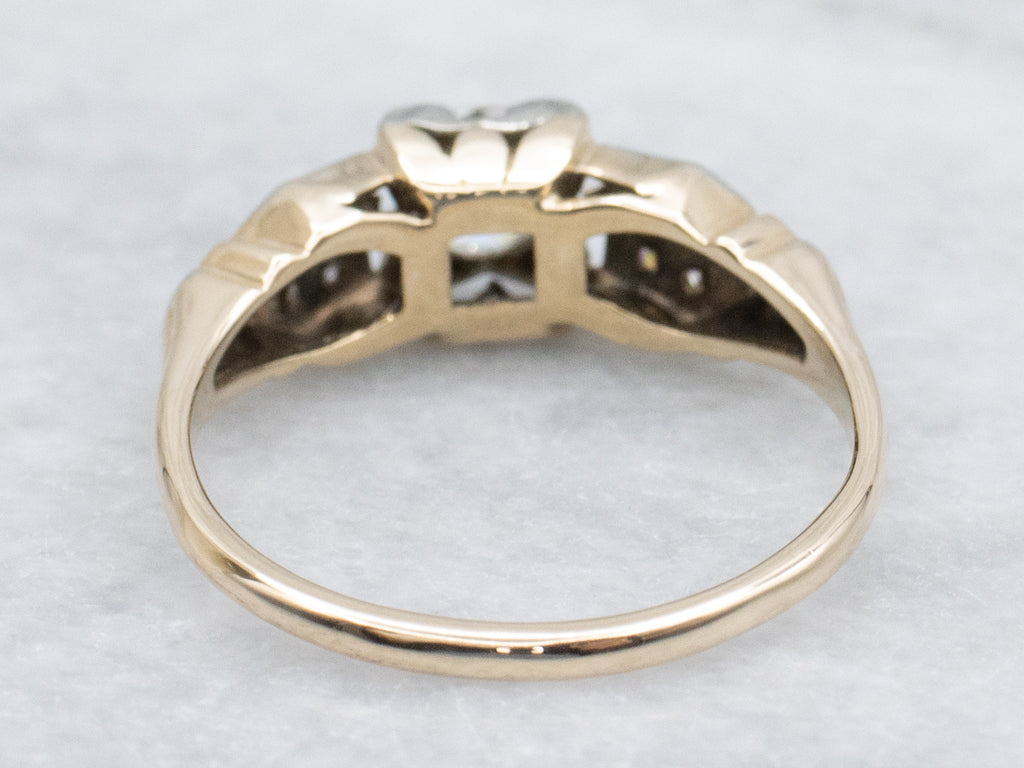 Retro 1940s European Cut Diamond Engagement Ring