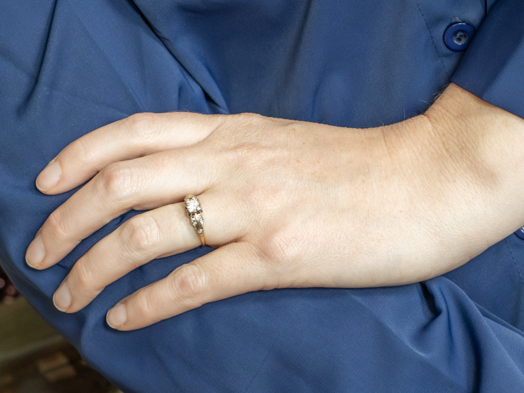Retro 1940s European Cut Diamond Engagement Ring