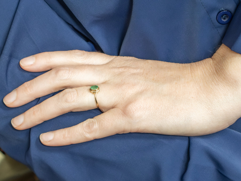 Yellow Gold Emerald Solitaire Bypass Ring