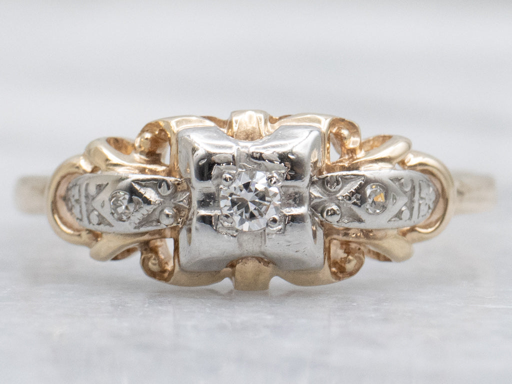 Retro Illusion-Set Diamond Engagement Ring