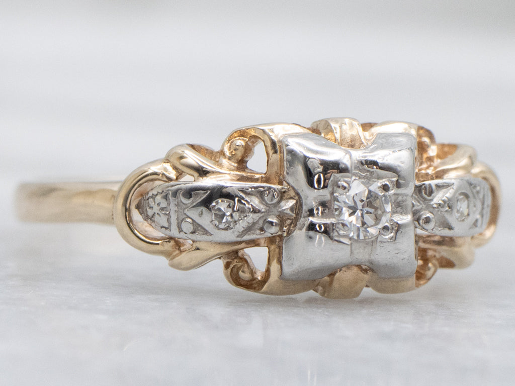 Retro Illusion-Set Diamond Engagement Ring