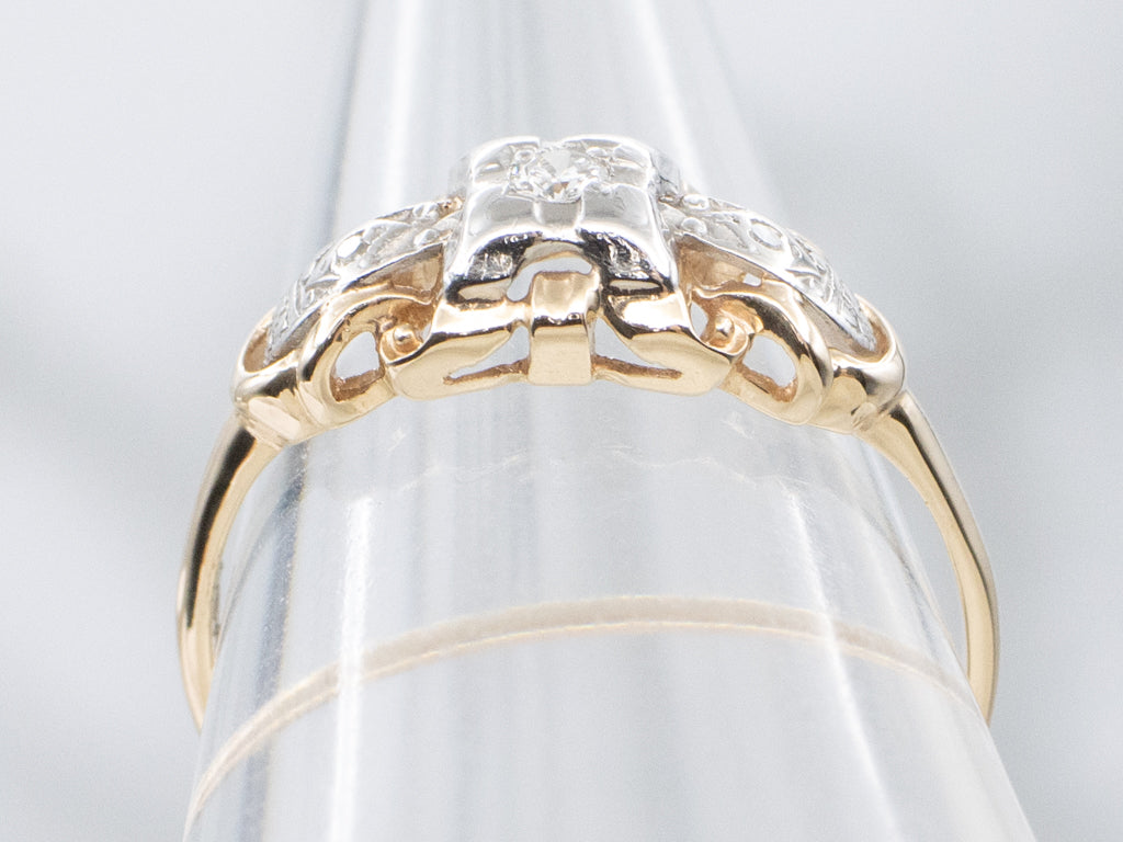 Retro Illusion-Set Diamond Engagement Ring