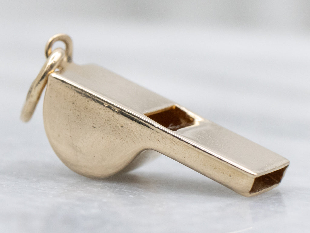 Vintage Yellow Gold Whistle Charm