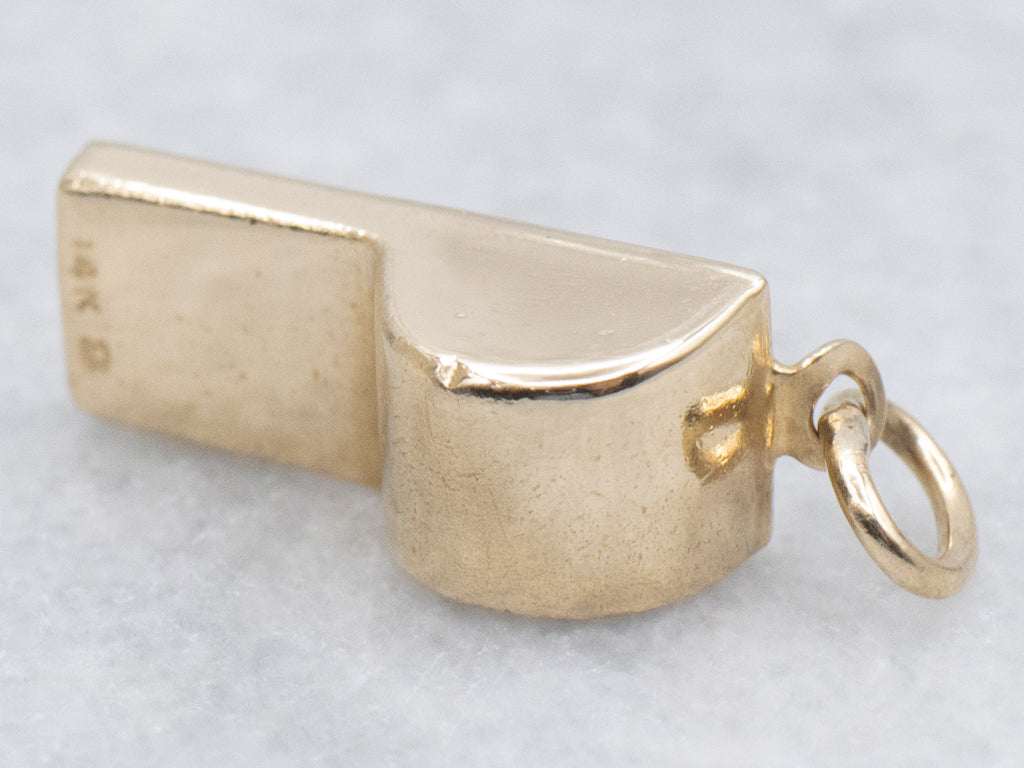 Vintage Yellow Gold Whistle Charm