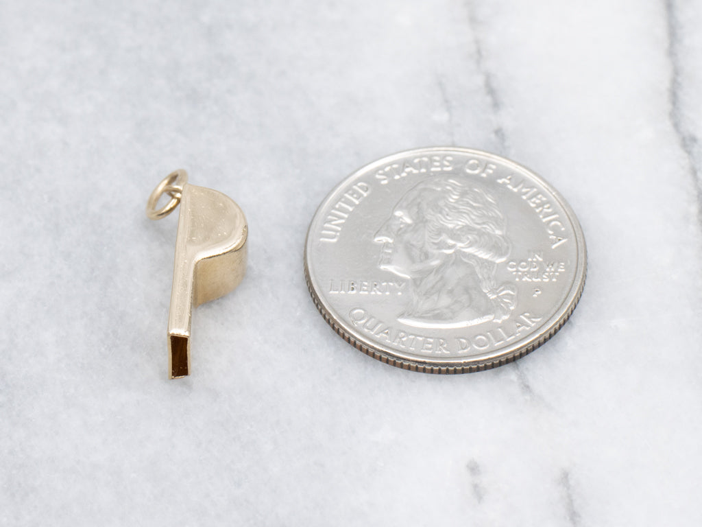Vintage Yellow Gold Whistle Charm