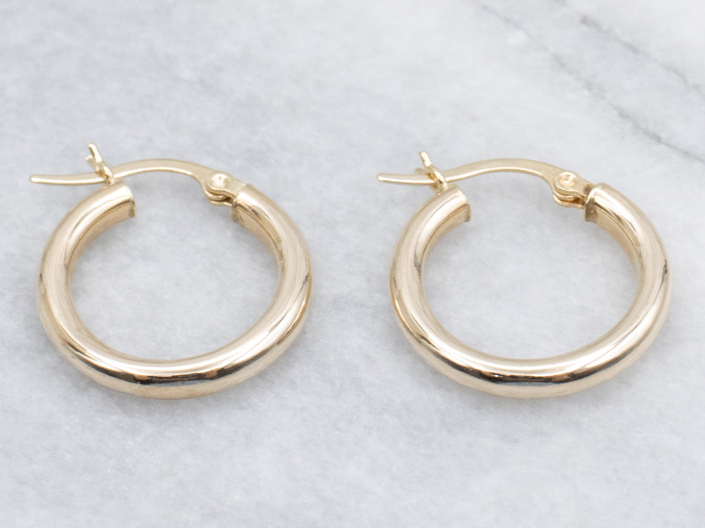 Polished Yellow Gold Tube Hoop Earrings