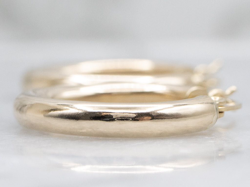 Polished Yellow Gold Tube Hoop Earrings
