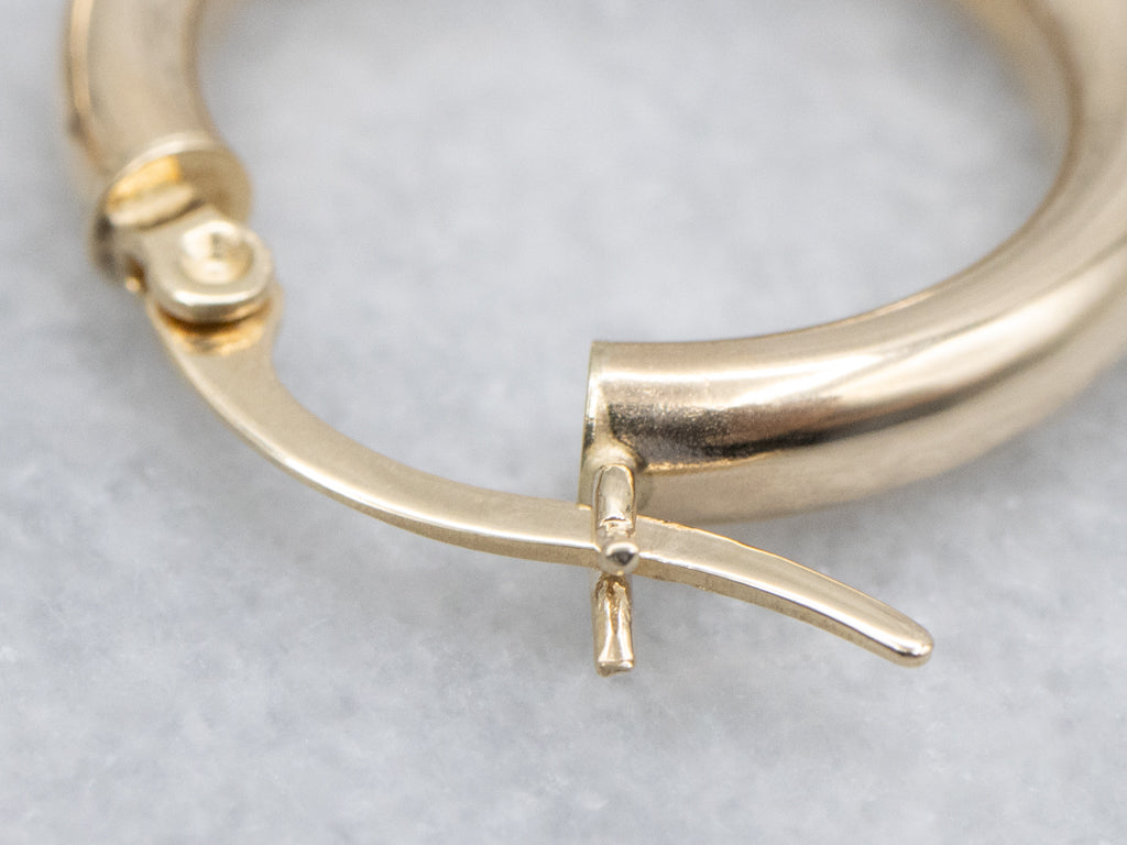 Polished Yellow Gold Tube Hoop Earrings