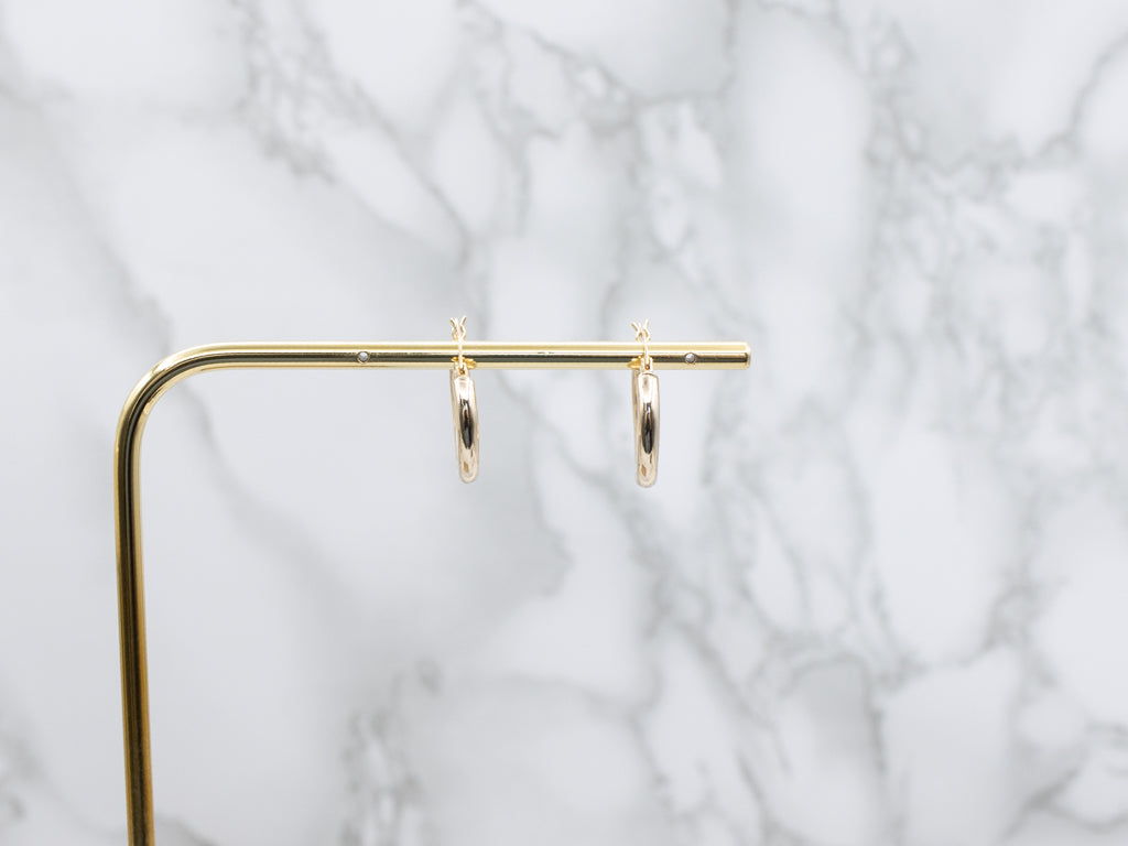 Polished Yellow Gold Tube Hoop Earrings