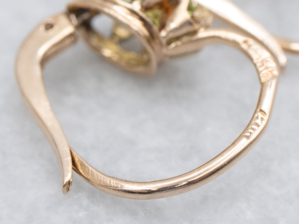 Rose-Gold Buttercup Set Green Garnet Drop Earrings