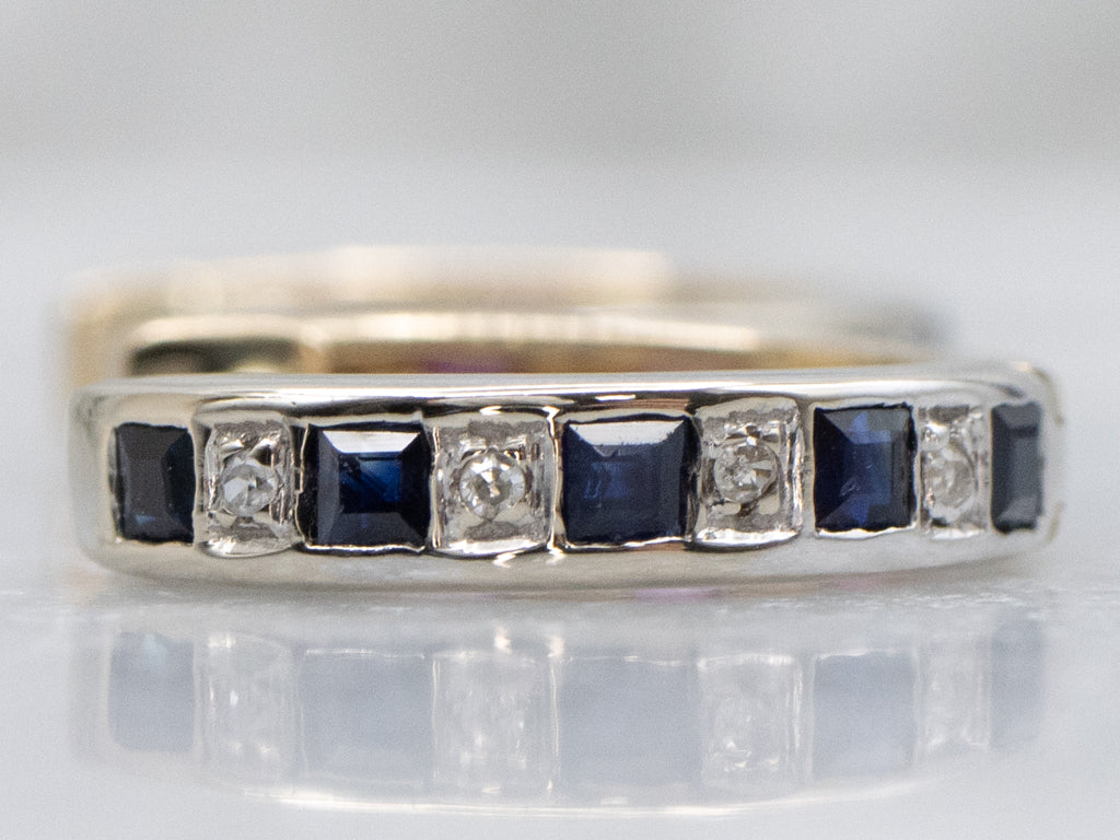 Ruby Sapphire and Diamond Huggie Hoop Earrings