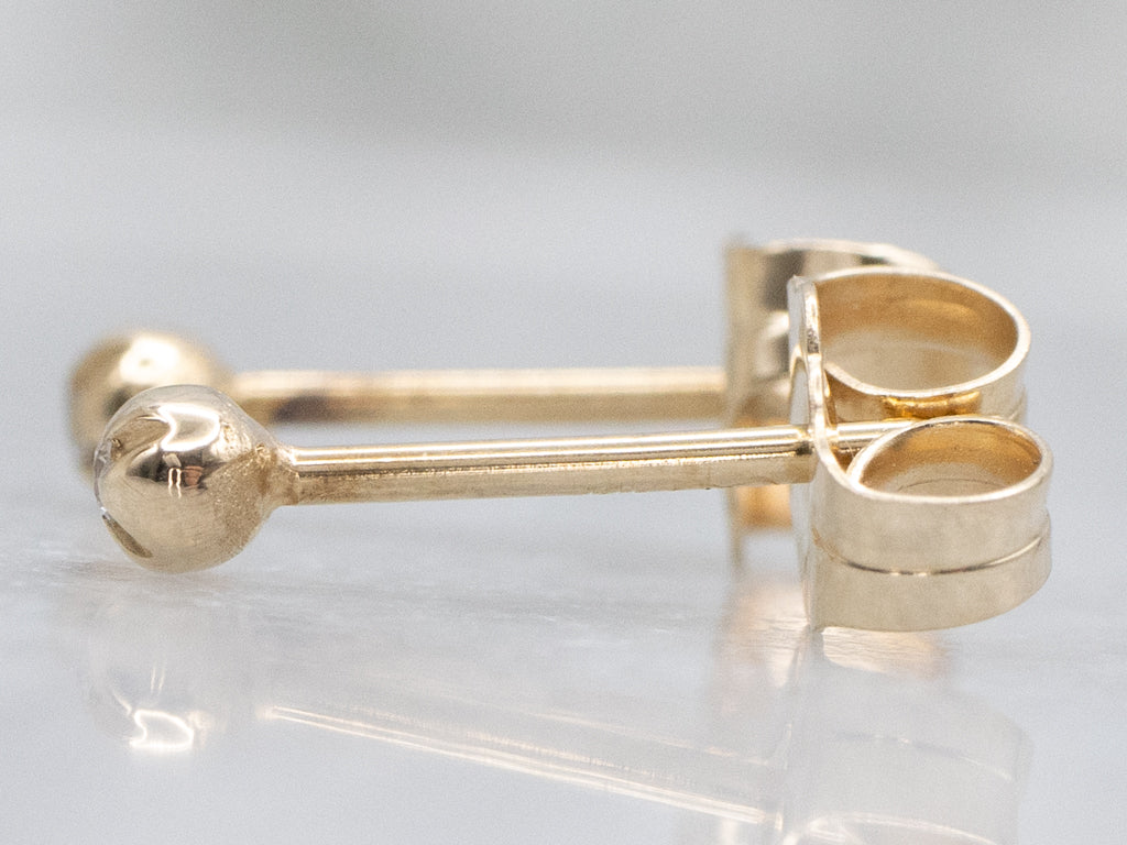 Tiny Yellow Gold Diamond Stud Earrings