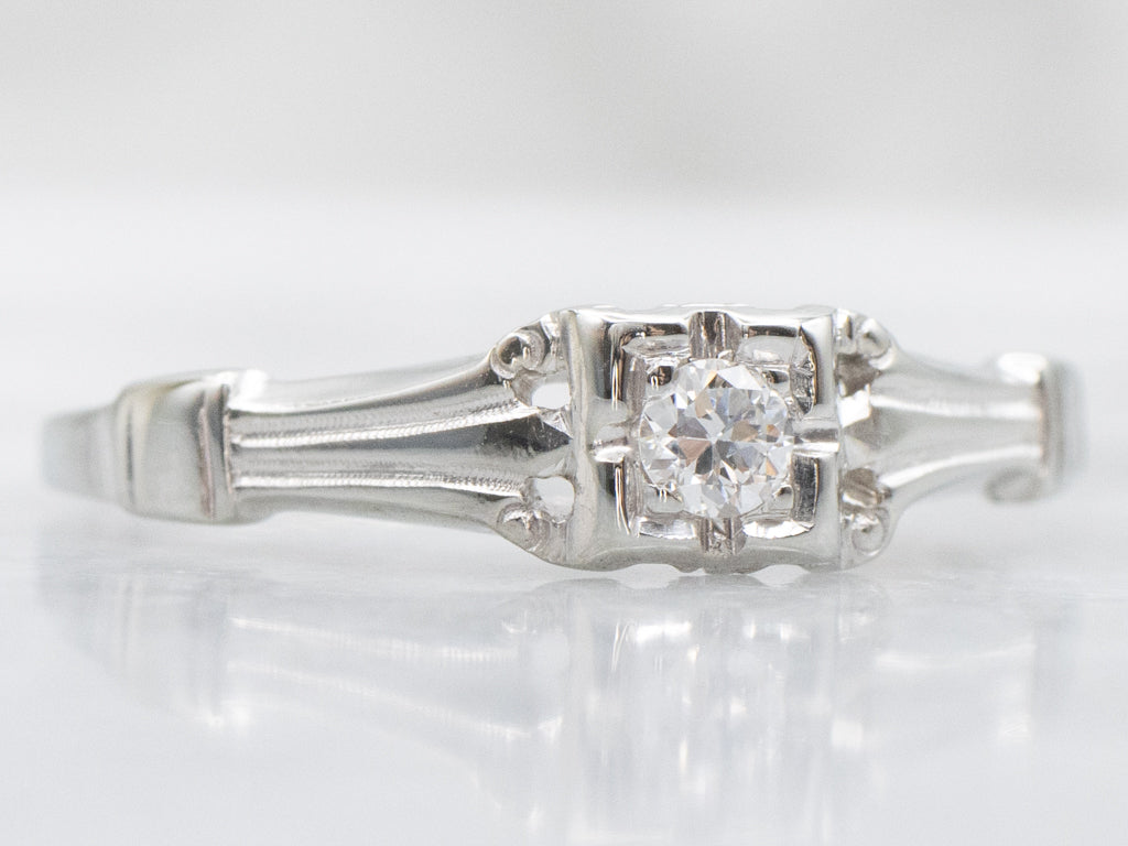 European Cut Diamond Early Retro Era Solitaire Engagement Ring