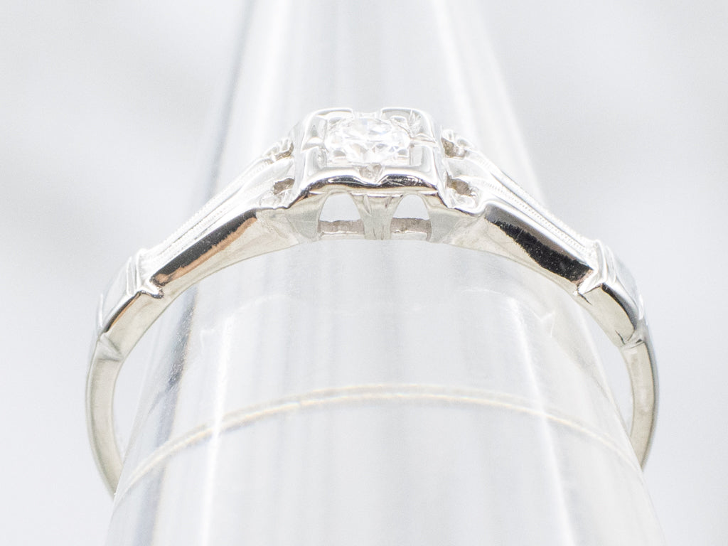 European Cut Diamond Early Retro Era Solitaire Engagement Ring