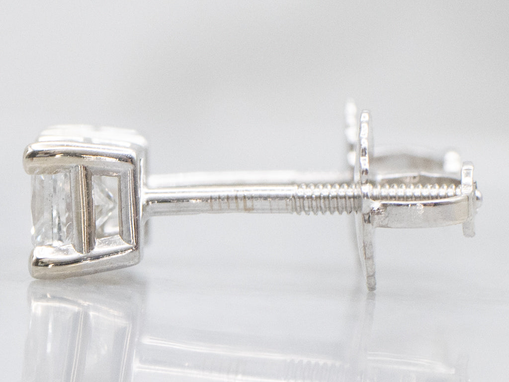Princess-Cut Diamond White Gold Stud Earrings