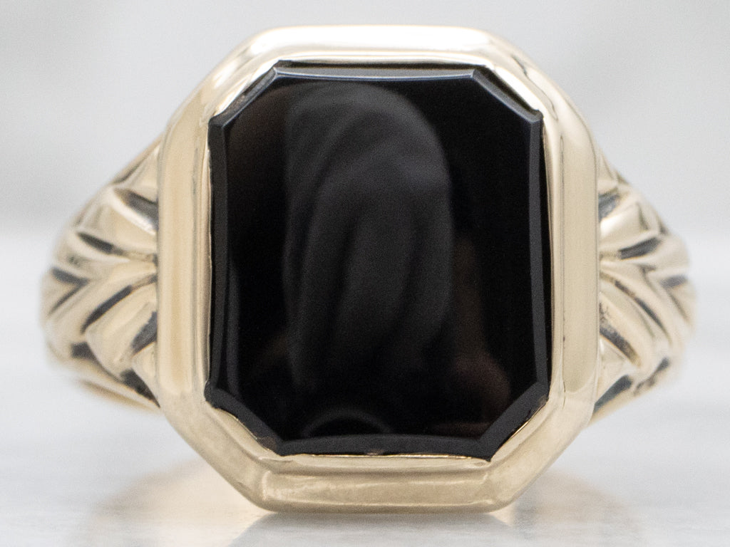 Men's Antique Onyx and Gold Ring