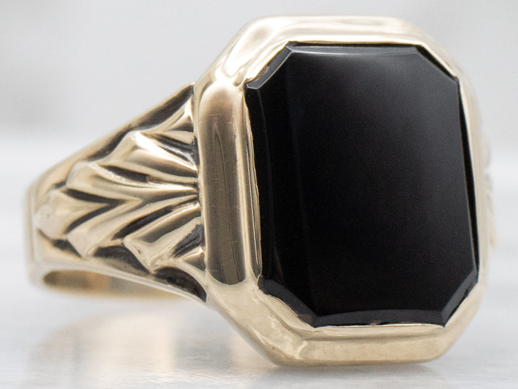 Men's Antique Onyx and Gold Ring
