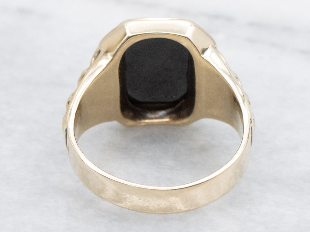 Men's Antique Onyx and Gold Ring