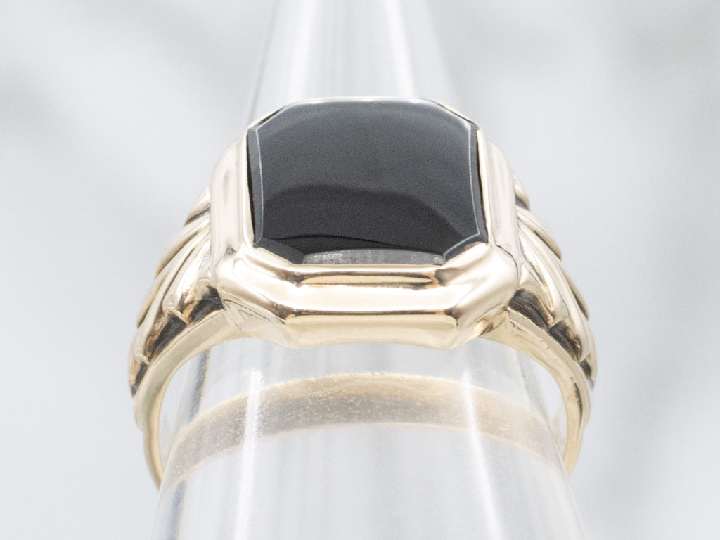 Men's Antique Onyx and Gold Ring