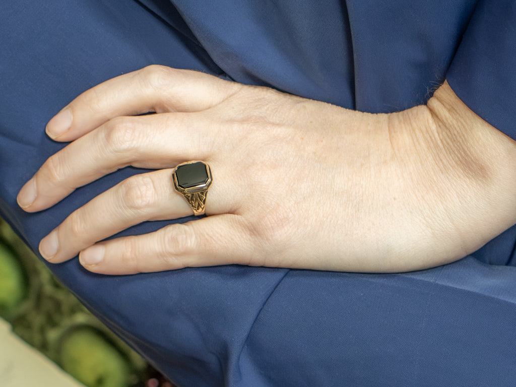 Men's Antique Onyx and Gold Ring