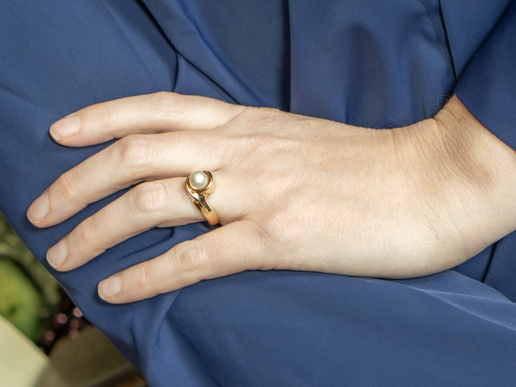 Heavy Gold Saltwater Pearl Bypass Ring