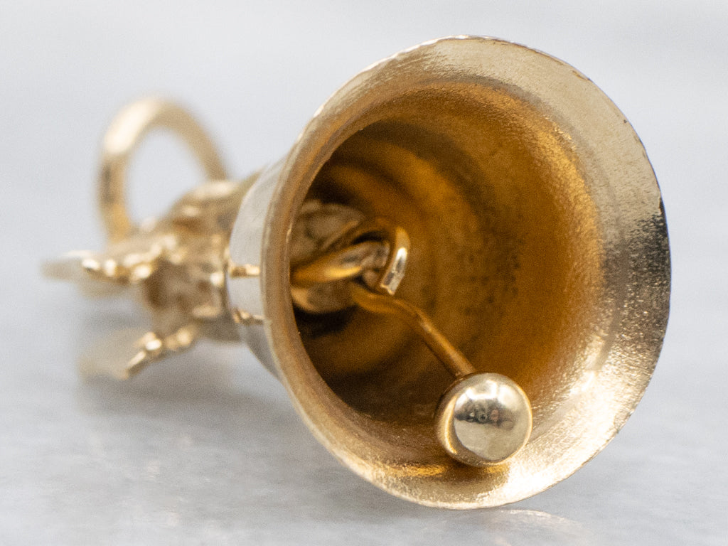 Vintage Gold Bell Charm with Cherub