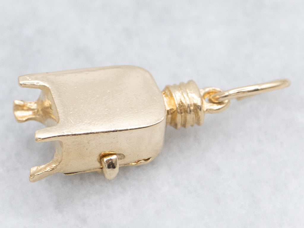 Vintage Gold Refrigerator Charm with Hinged Door