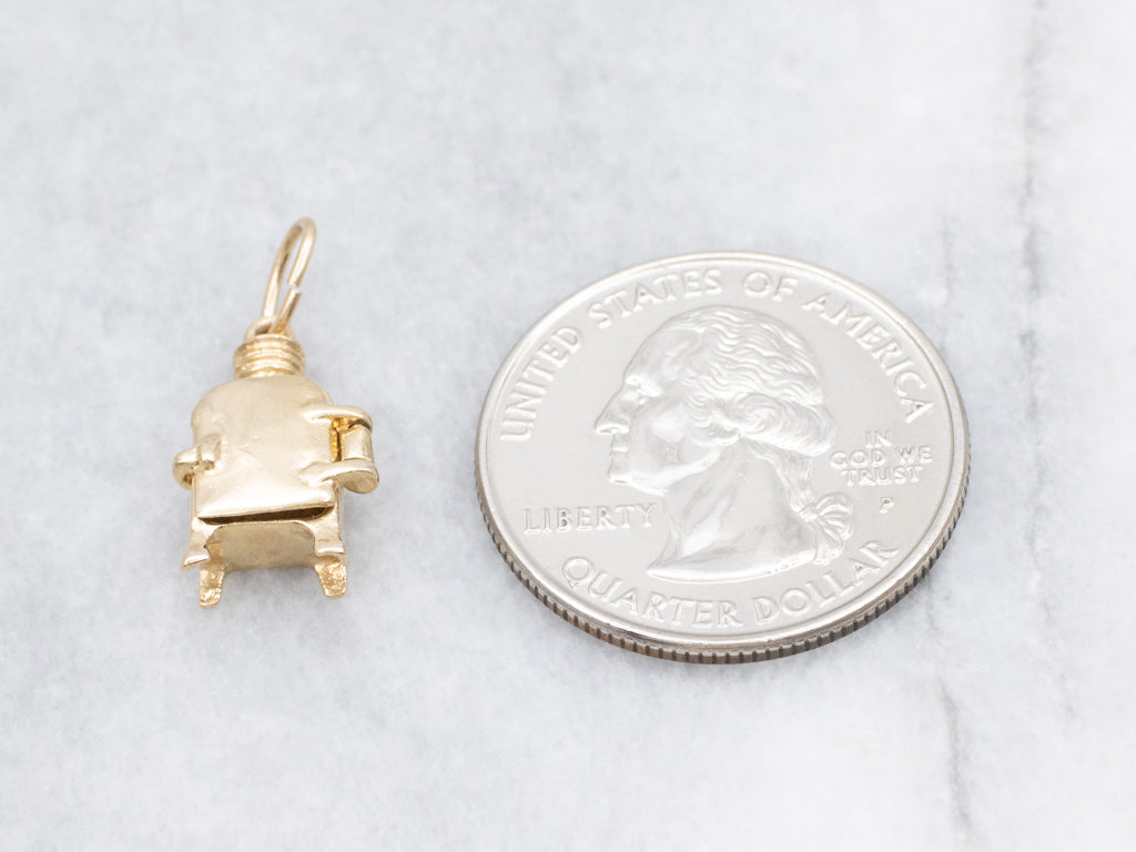 Vintage Gold Refrigerator Charm with Hinged Door