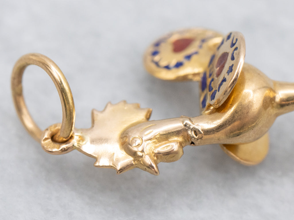 Enamel Portuguese Rooster Barcelos Gold Charm Pendant