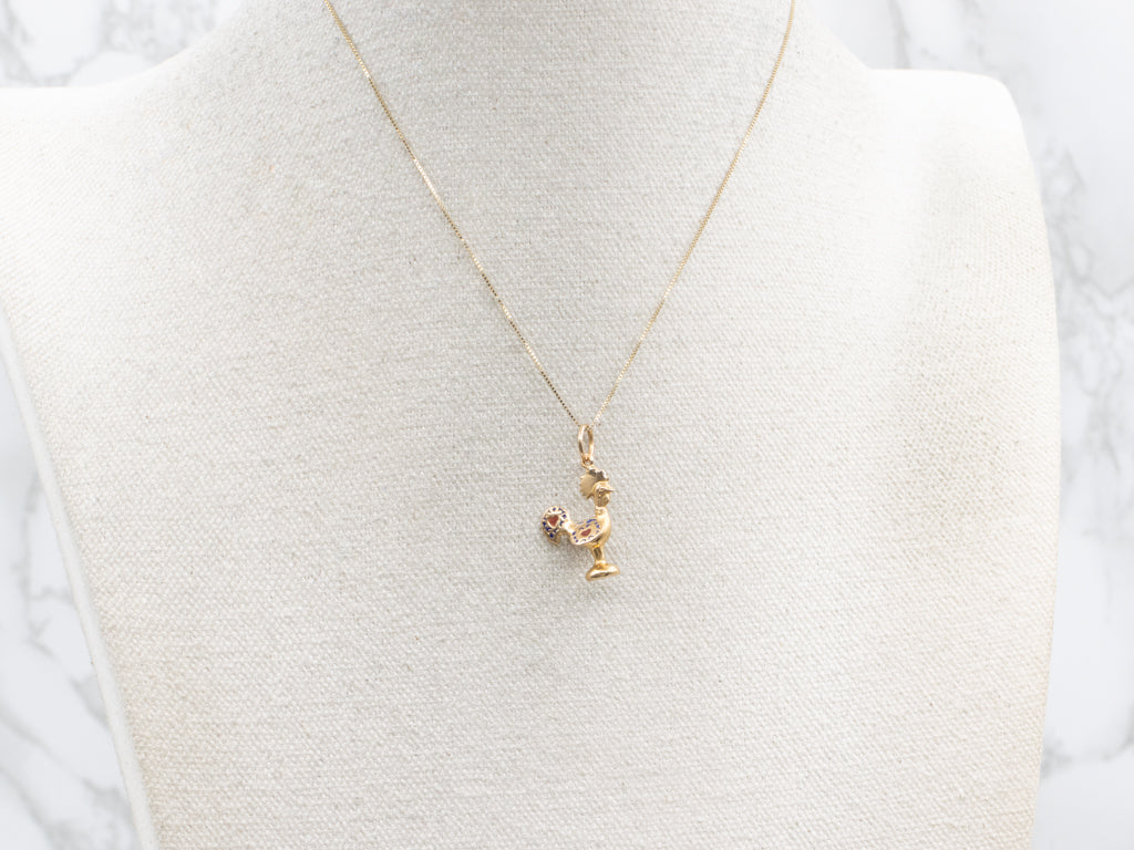Enamel Portuguese Rooster Barcelos Gold Charm Pendant
