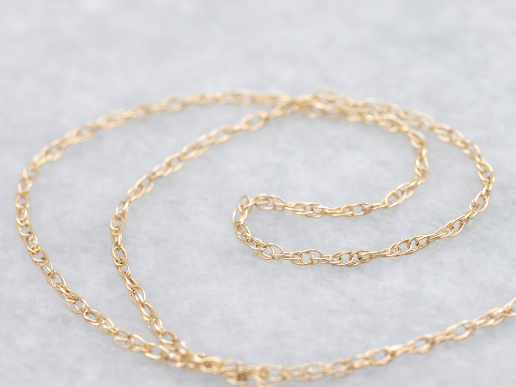 Dainty Yellow Gold Rope Chain with Spring Ring Clasp