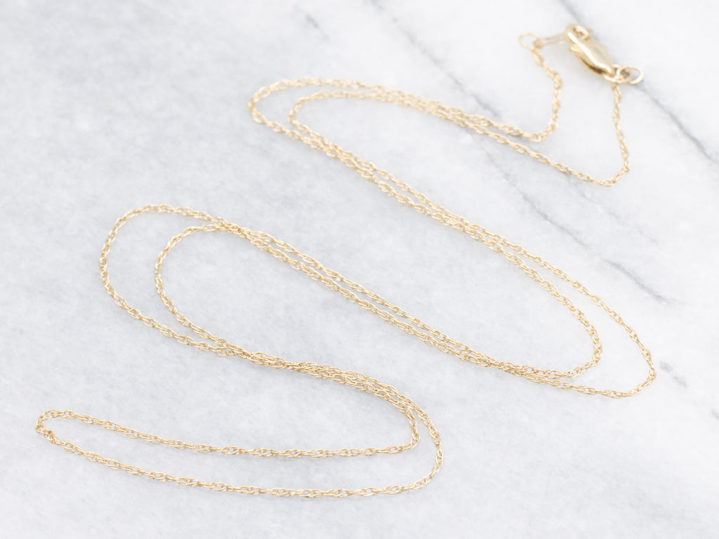 Delicate Yellow Gold Rope Chain with Lobster Clasp