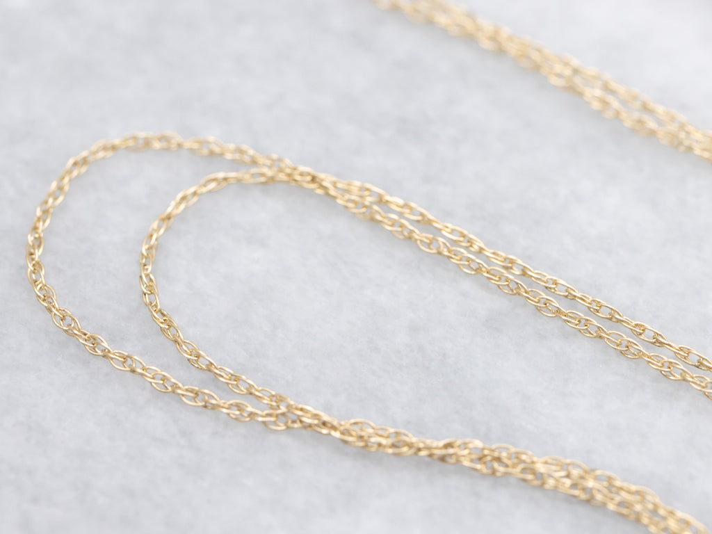 Delicate Yellow Gold Rope Chain with Lobster Clasp