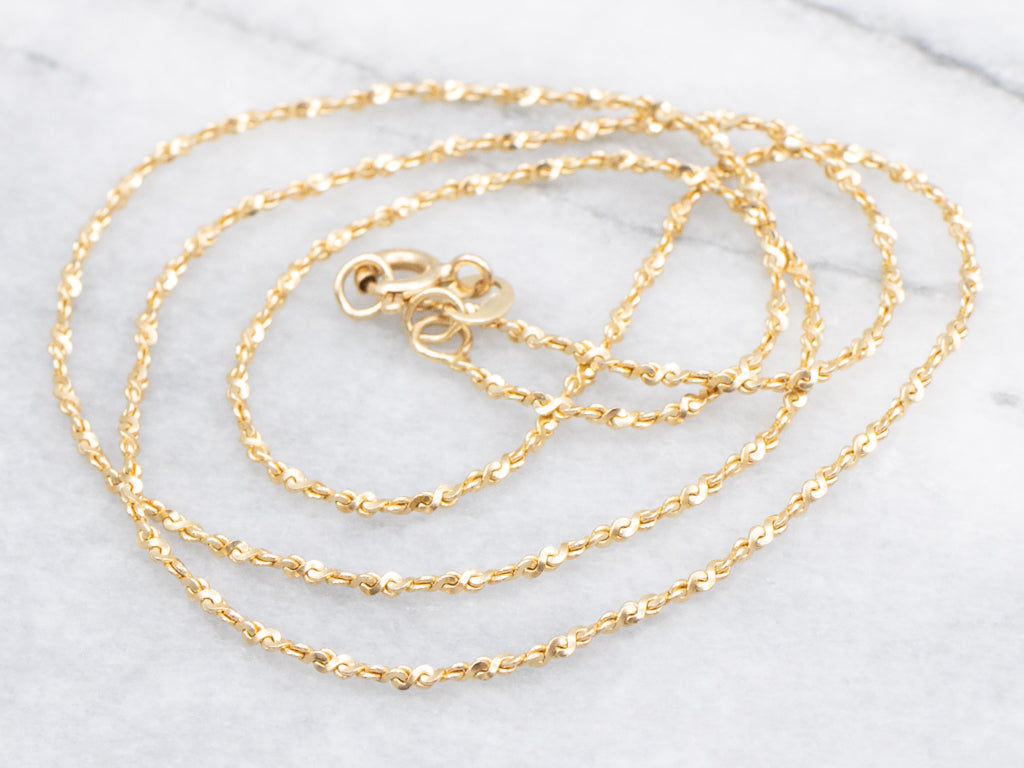 Yellow Gold Krinkle Chain with Spring Ring Clasp