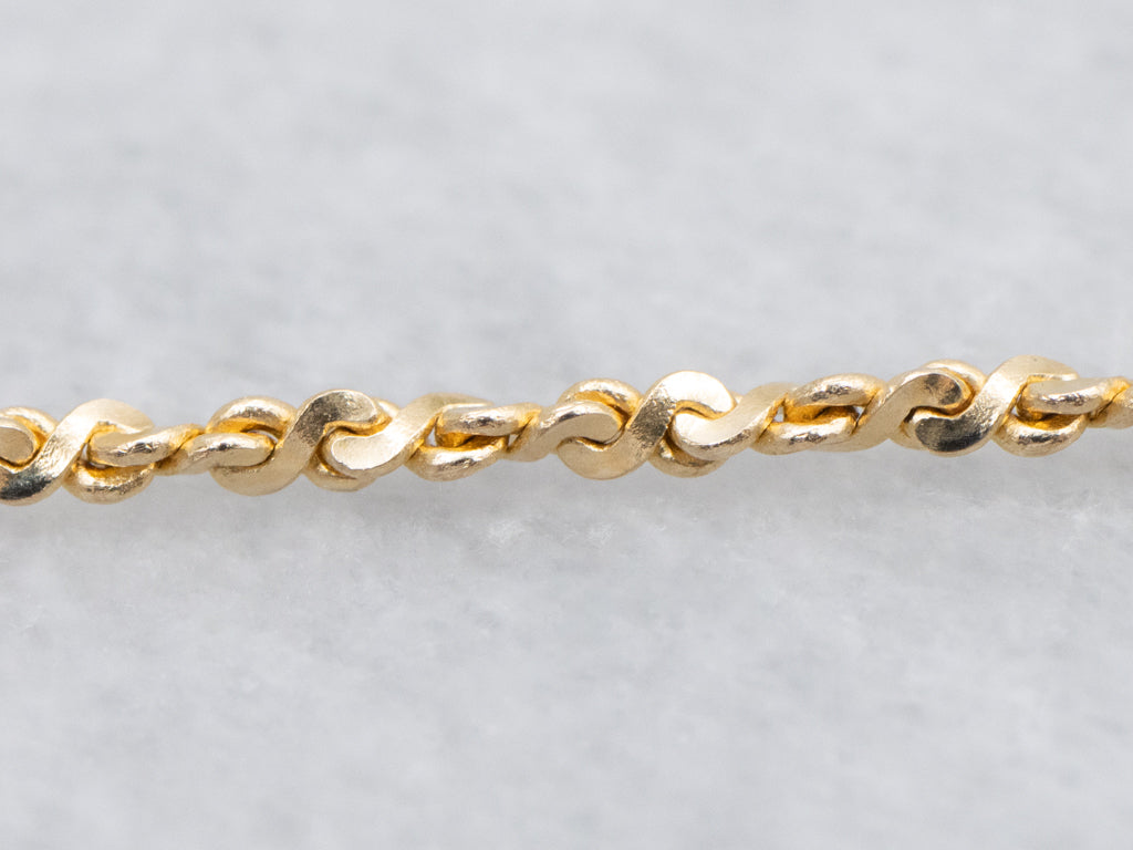 Yellow Gold Krinkle Chain with Spring Ring Clasp