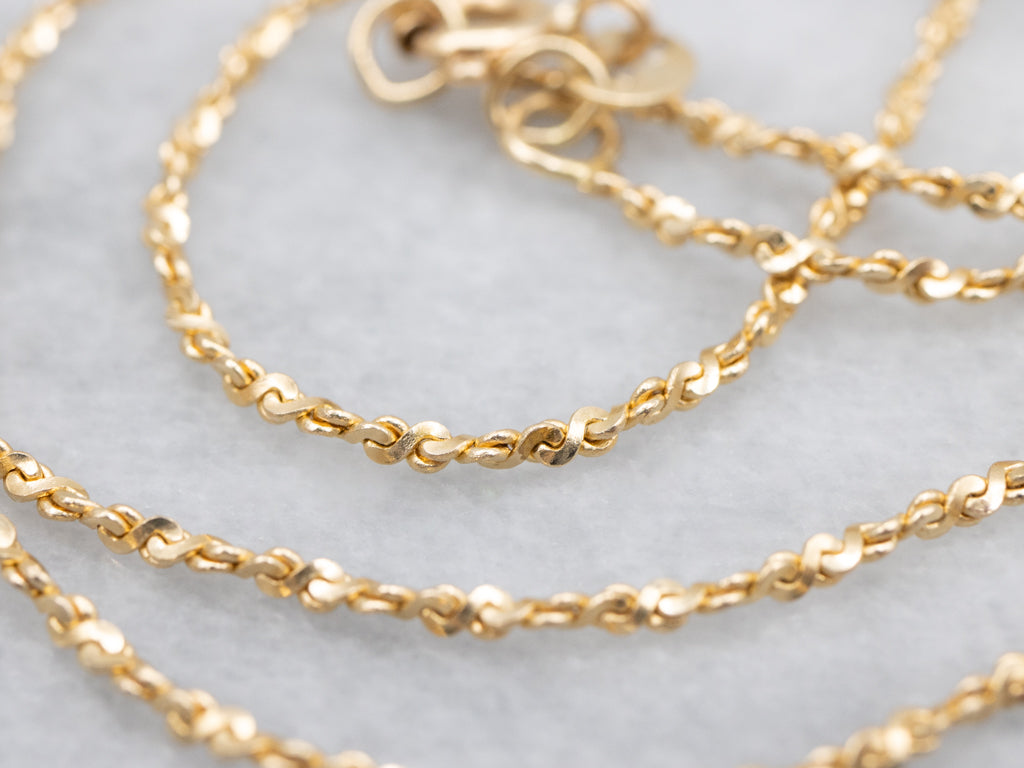 Yellow Gold Krinkle Chain with Spring Ring Clasp