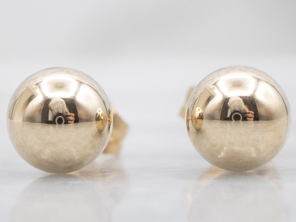 Polished Yellow Gold Ball Stud Earrings