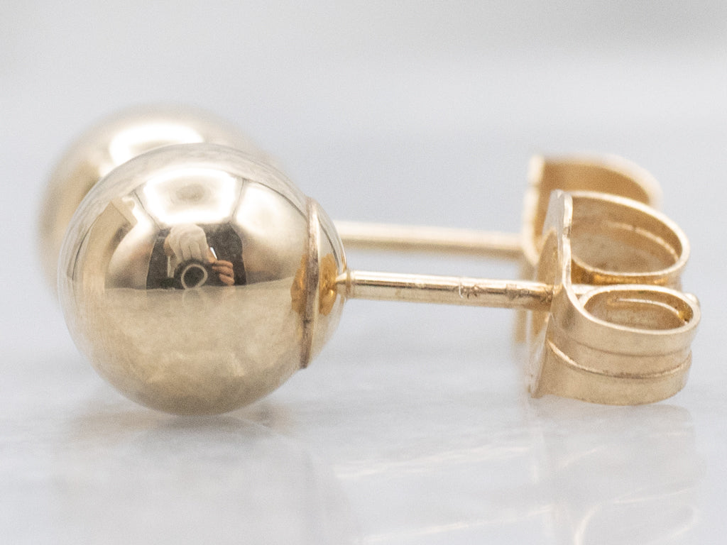 Polished Yellow Gold Ball Stud Earrings