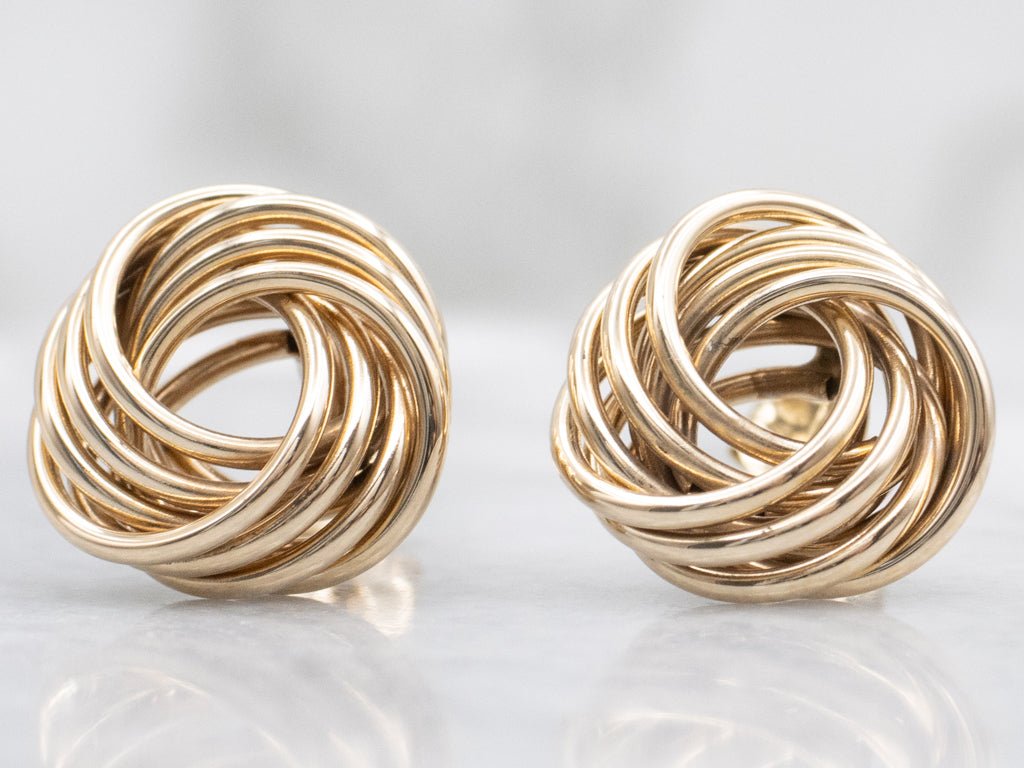 Vintage Yellow Gold Lover's Knot Stud Earrings