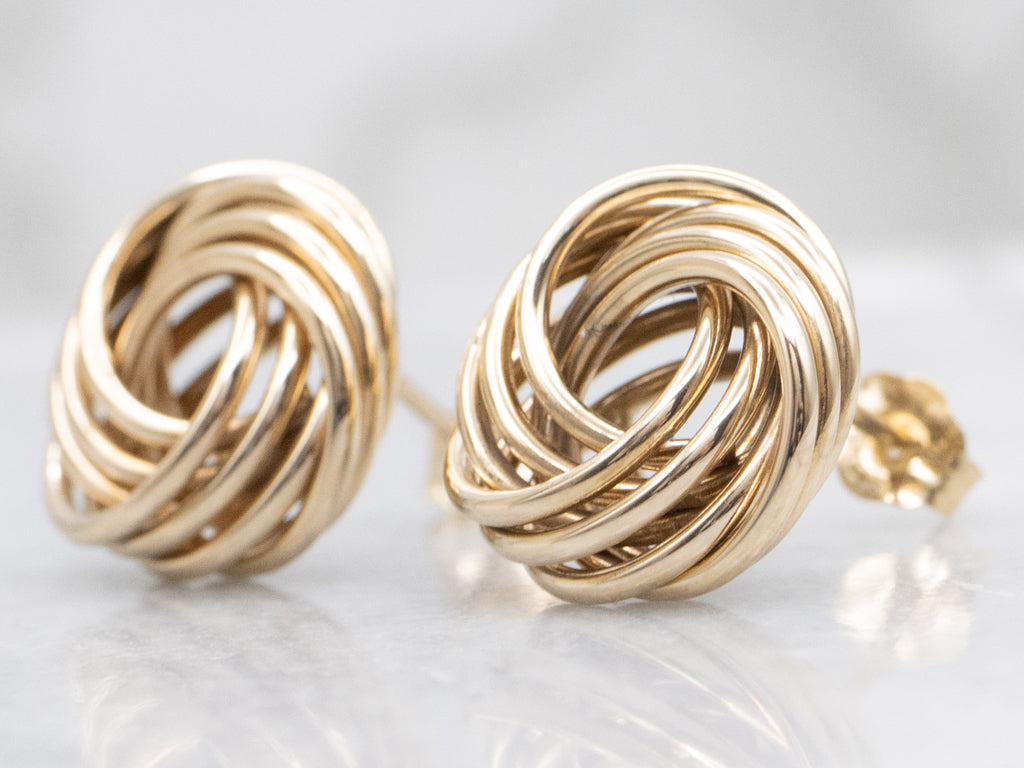 Vintage Yellow Gold Lover's Knot Stud Earrings