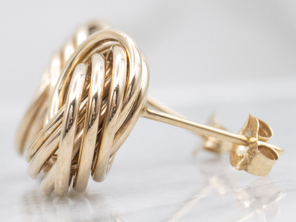 Vintage Yellow Gold Lover's Knot Stud Earrings