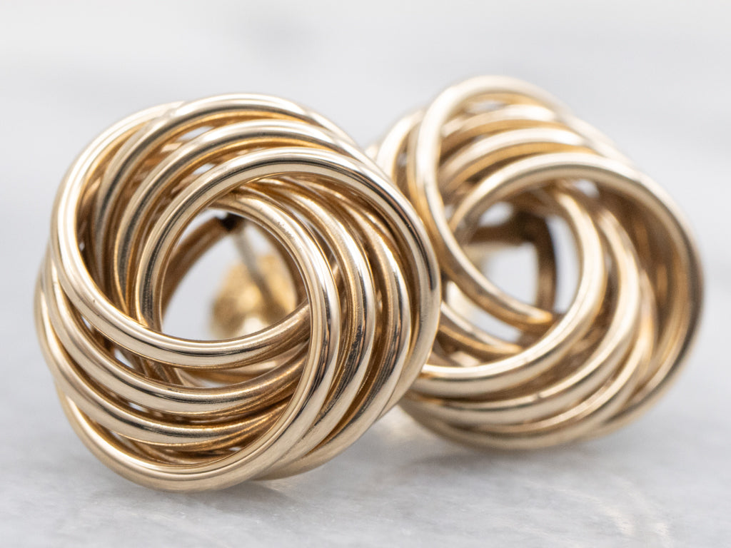 Vintage Yellow Gold Lover's Knot Stud Earrings