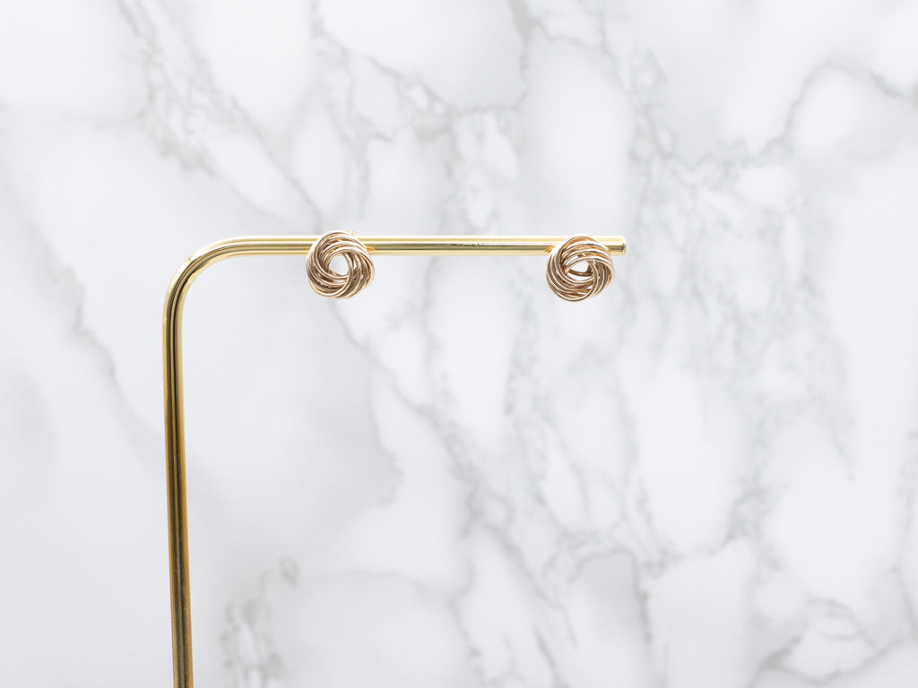 Vintage Yellow Gold Lover's Knot Stud Earrings
