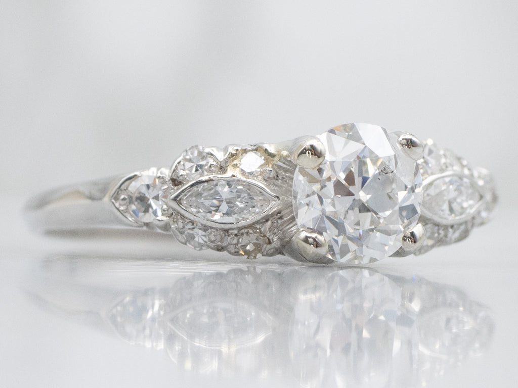 Vintage 1930s Old European Cut Diamond and Platinum Engagement Ring