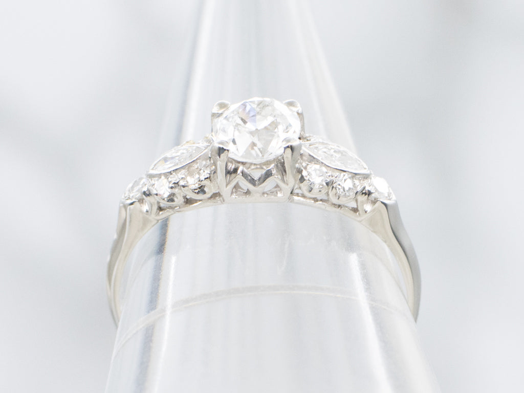 Vintage 1930s Old European Cut Diamond and Platinum Engagement Ring