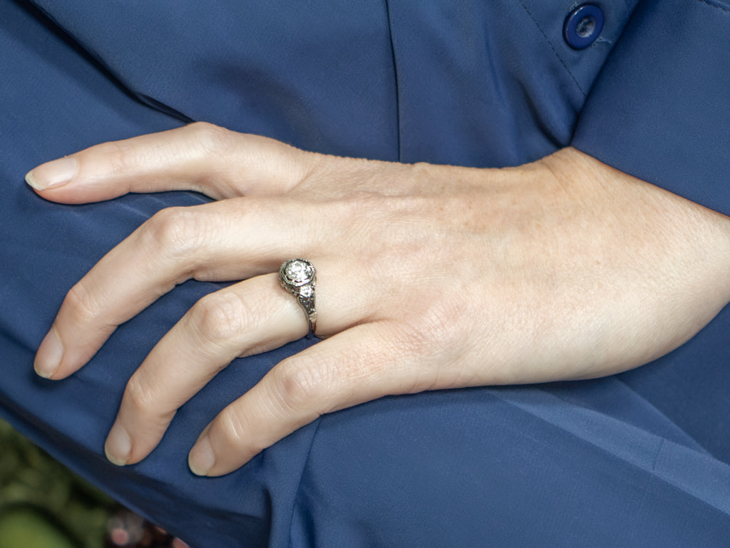 Old European Cut Diamond Art Deco Era Solitaire Engagement Ring