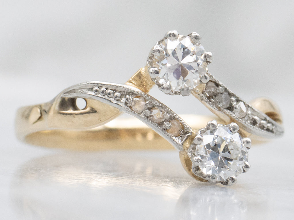 Edwardian Old European Cut Diamond Toi et Moi Ring
