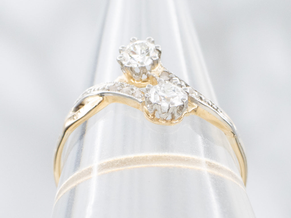 Edwardian Old European Cut Diamond Toi et Moi Ring